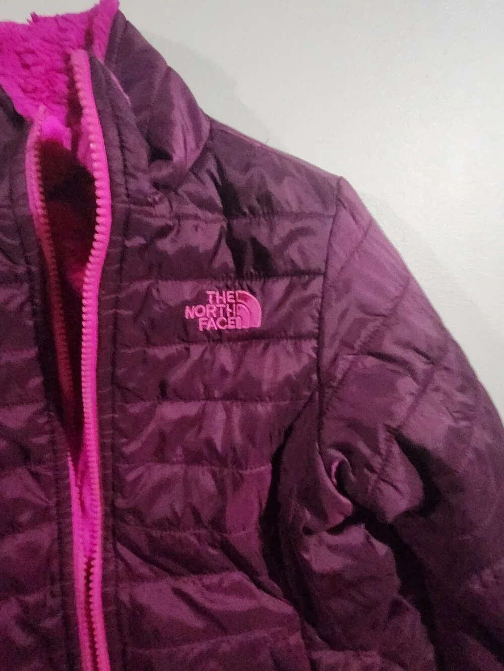 The North Face Kids Reversible Pink & Burgundy  Jacket (No Size Tag) See Photos